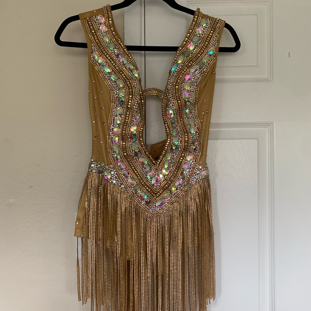 DIRECT FROM BRAZIL -  Gold Sequin Fringe Dance Dress